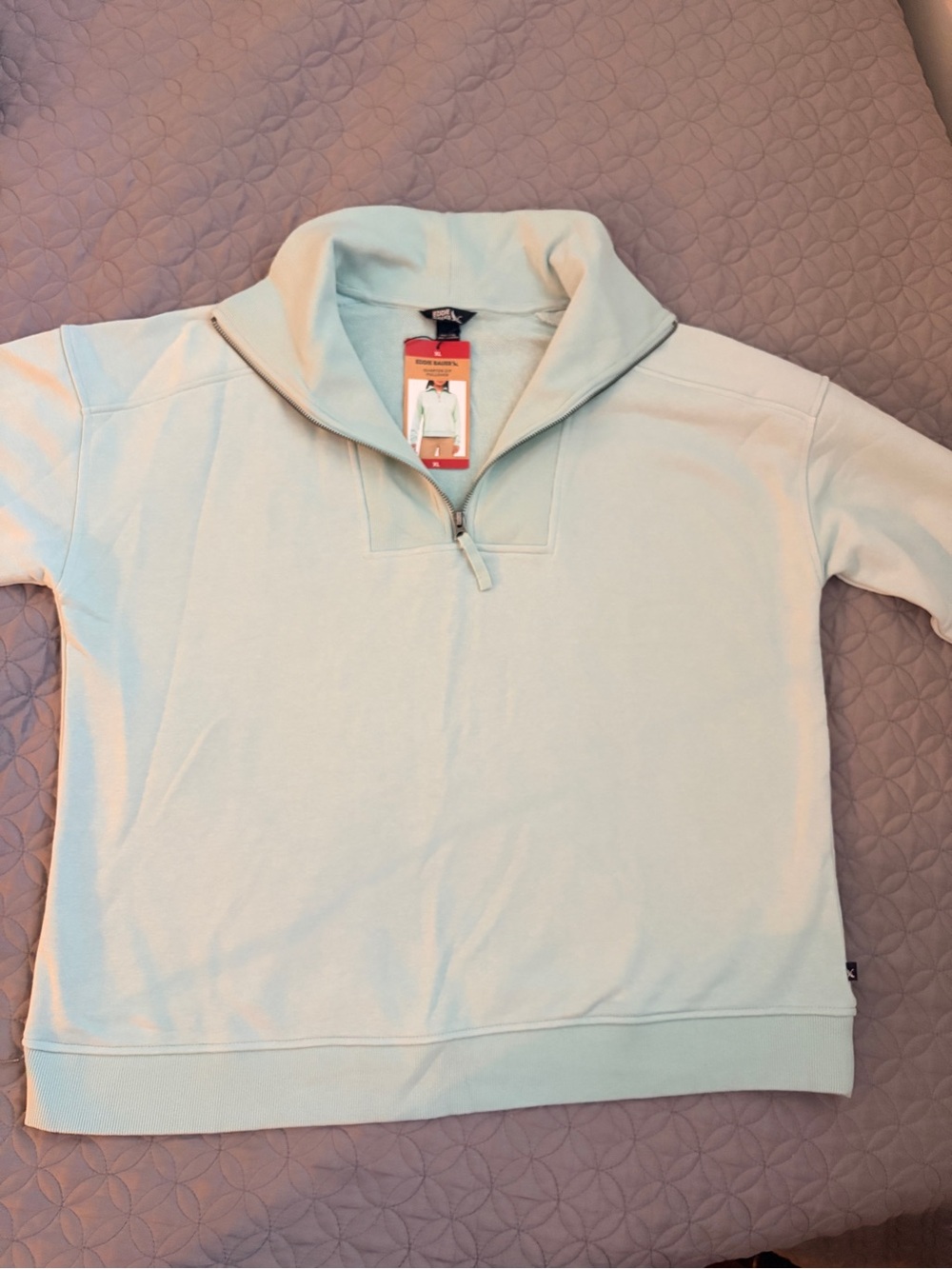 Eddie Bauer Light Blue Quarter-Zip Cowl Pullover | Women’s XL NWT